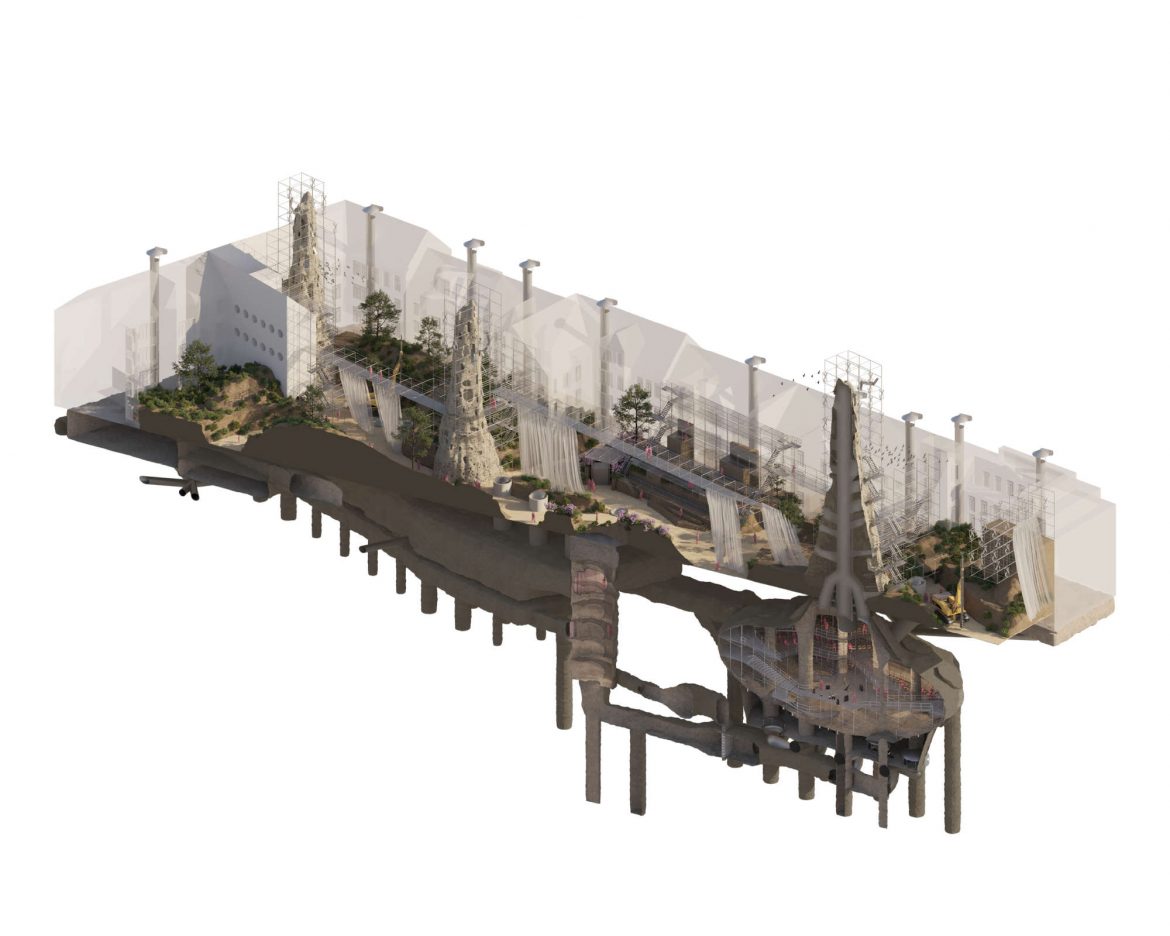 Das Siegerprojekt des Superscape 2024 ist die Vision einer natürlich klimatisierten unterirdischen Architektur. © Anna Orbanic