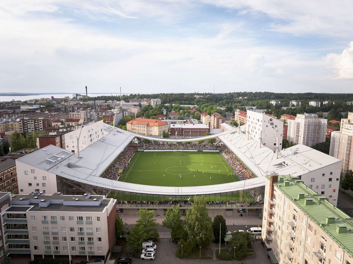 Das Tammela-Stadion im südwest-finnischen Tampere gewinnt den Finlandia Architekturpreis. Foto © Tuomas Uusheimo