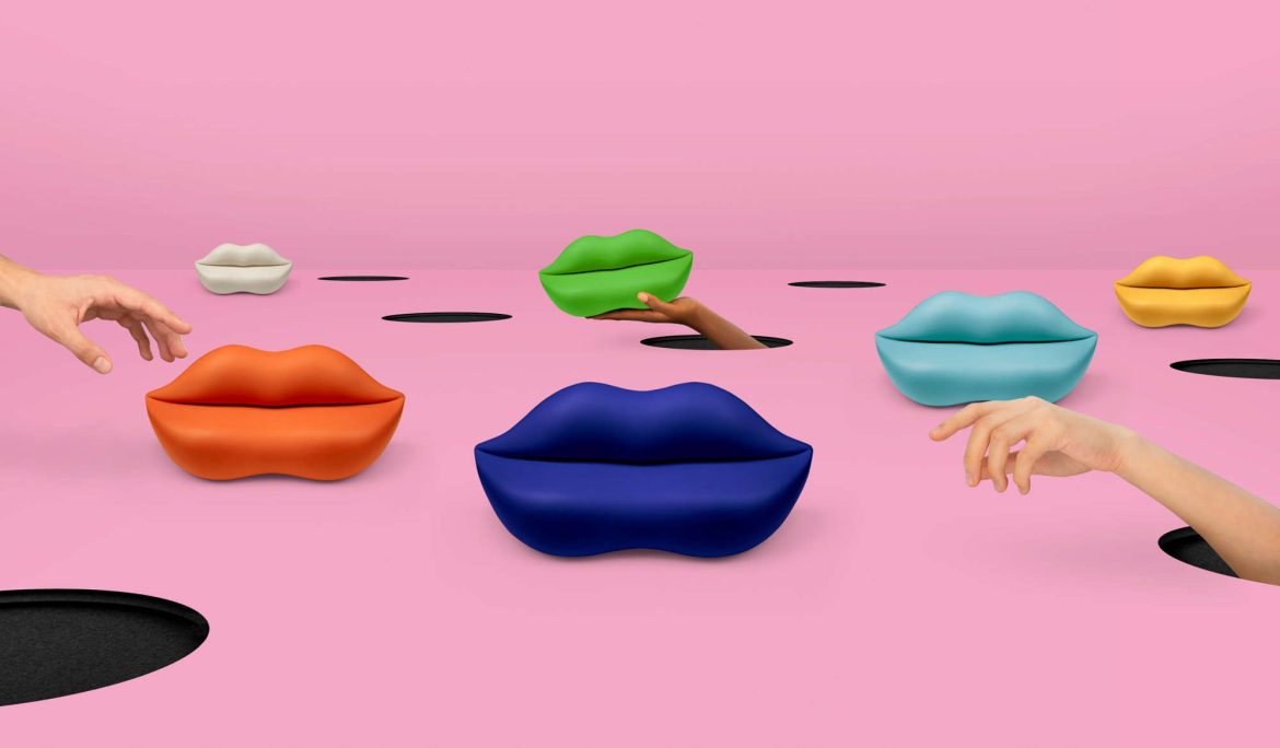 Die Guframini Bocca®-Sofas übertragen die Eigenschaften des 70er-Jahre-Klassikers ins Miniaturformat. © Gufram